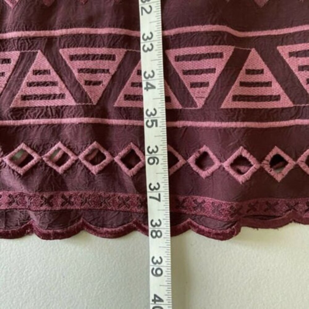 Johnny Was Avery Dress Purple Merlot Boho Aztec Eyelet Embroidered Womens Medium - Picture 10 of 12
